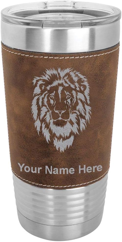 LaserGram 20oz Vacuum Insulated Tumbler Mug, Lion Head