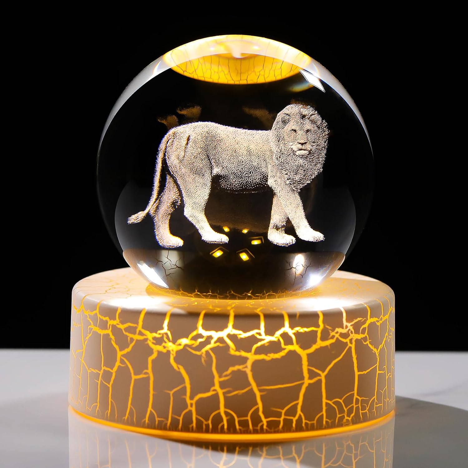 Crystal 3D Lion Figurine 2.36in Ball Gift
