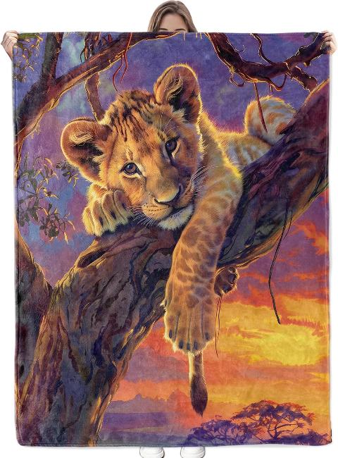 Cute Lion Cub Blanket - Ultra Soft, Cozy Flannel Throw