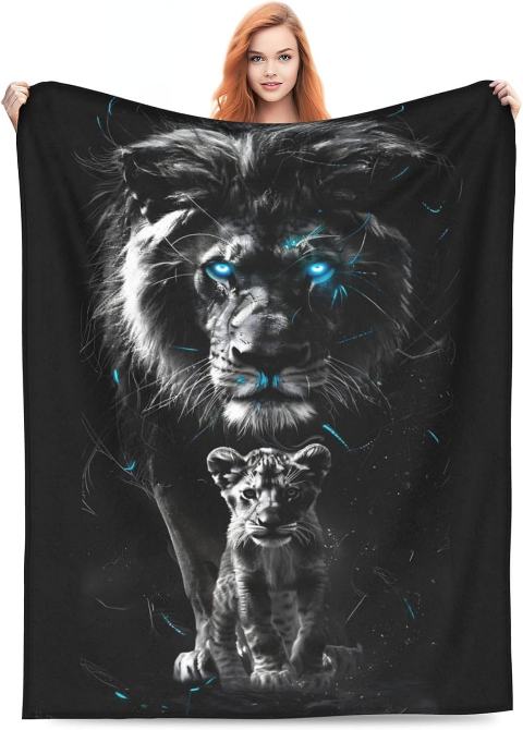 Black and White Lion Blanket